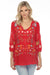 Johnny Was Style C26023 Raspberry Mikah Floral Embroidered 3/4 Sleeve Tunic Top Boho Chic