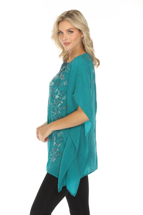 Johnny Was Green Rebecca Embroidered Poncho Top C21224 Boho Chic