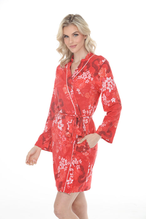 Johnny Was Red Floral Sylvie Sleep Robe MS8722