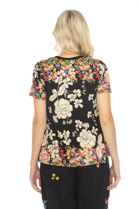 Johnny Was Redland Favorite Short Sleeve V-Neck Swing Tee Boho Chic T10923