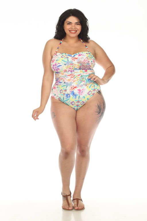 Johnny Was Style CSW5222BNX Ruched Sweetheart One Piece Swimsuit Plus Size
