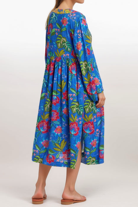 Johnny Was Blue Rumba Mix Flare Kaftan Dress CSW4025-F