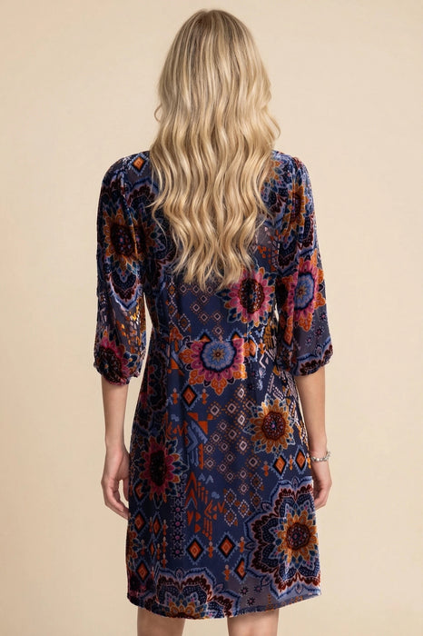 Johnny Was Ryan Velvet V Neck Dress C35025-7