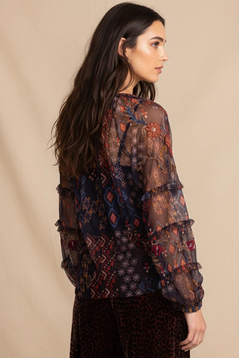 Buy Women's Johnny Was Sapphire Mesh Blouse C16125-8  AfterRetail