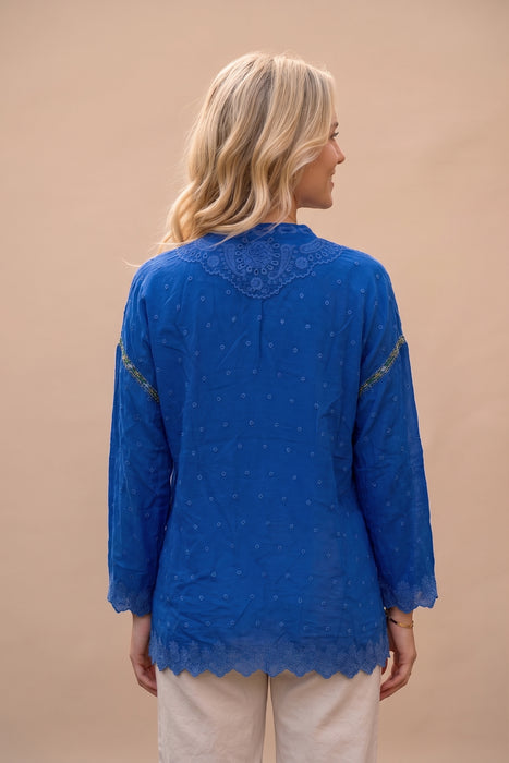 Johnny Was Sashiko Eyelet Long Sleeve Ella Blouse C15026-2