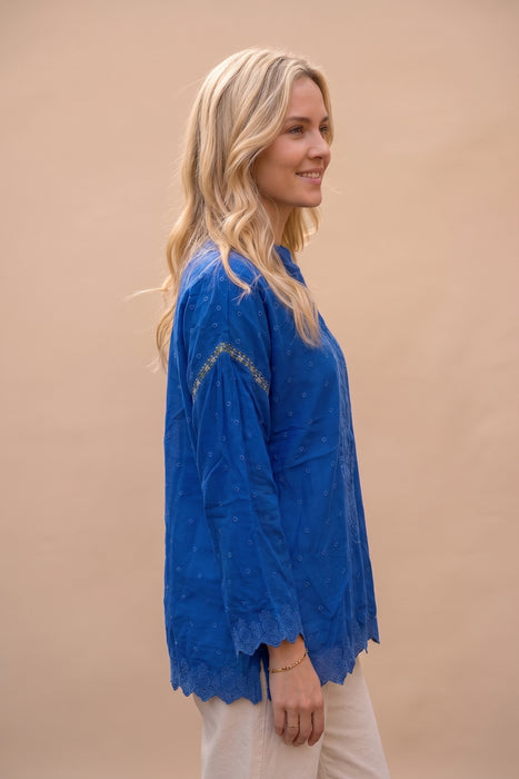 Johnny Was Sashiko Eyelet Long Sleeve Ella Blouse C15026-2