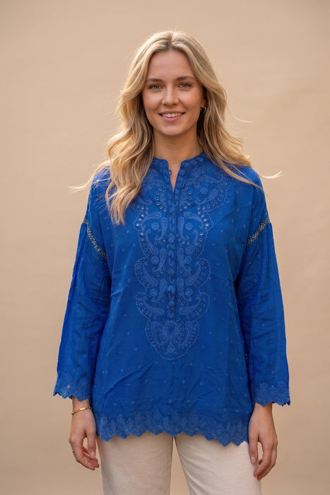 Johnny Was Sashiko Eyelet Long Sleeve Ella Blouse C15026-2