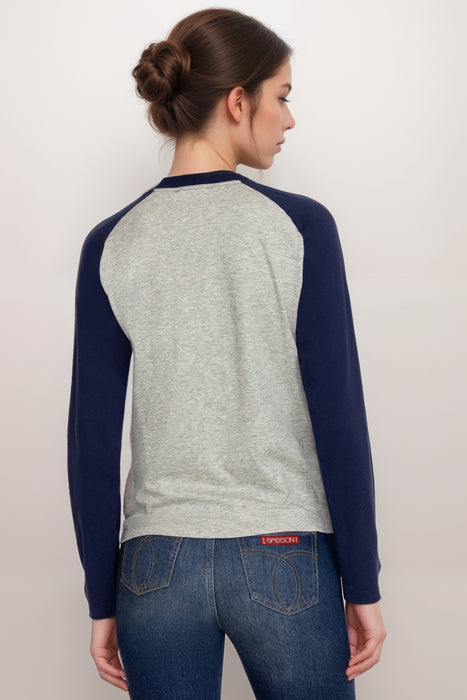 Johnny Was Sasson Grey Baseball Tee R18824-8