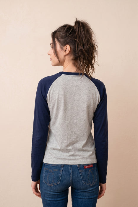 Johnny Was Sasson Grey Baseball Tee R18824-8