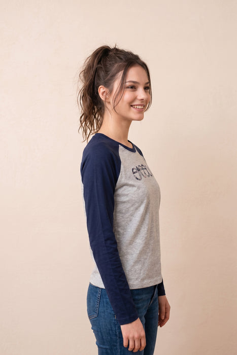 Johnny Was Sasson Grey Baseball Tee R18824-8