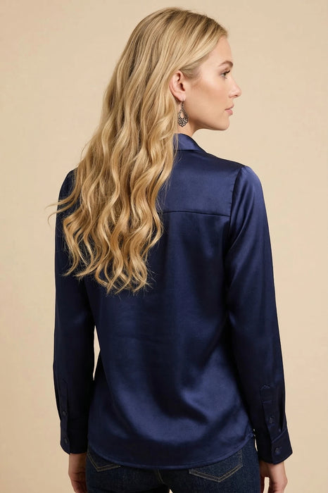 Johnny Was Navy Selya Sequin Tie Shirt C16925-9