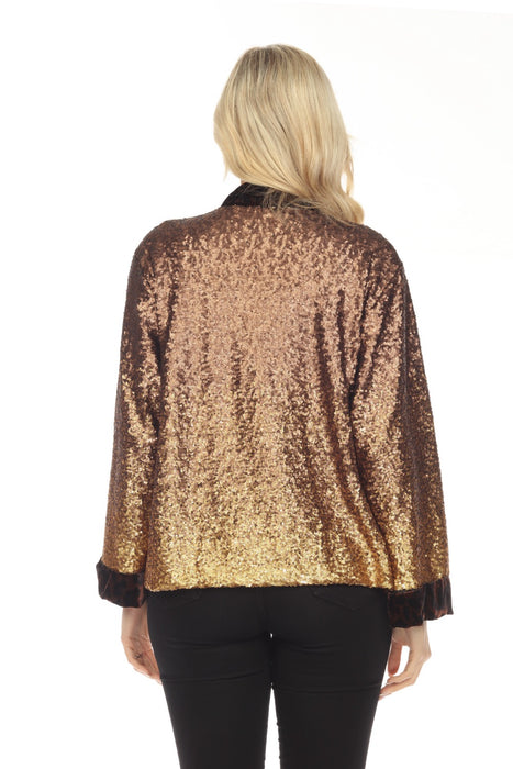 Johnny Was Sequin Gold Plaza Lined Open Front Kimono Boho Chic R48223A9