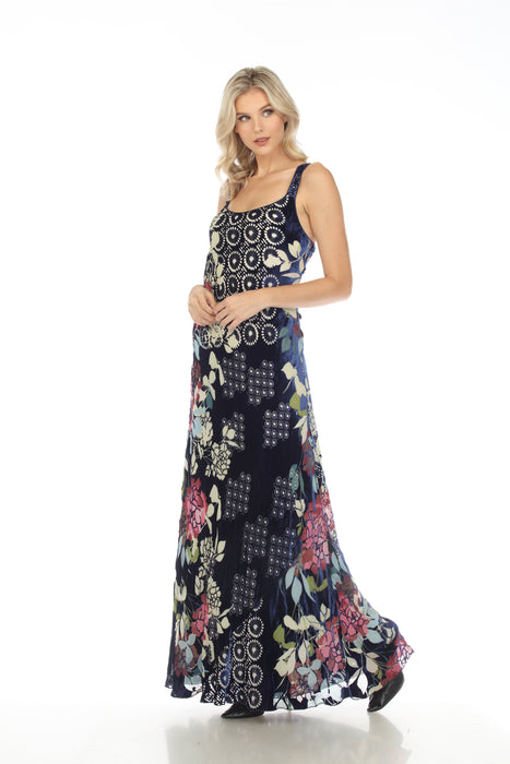 Johnny Was Sierra Burnout Peony Silk Printed Maxi Dress Boho Chic R35422 NEW