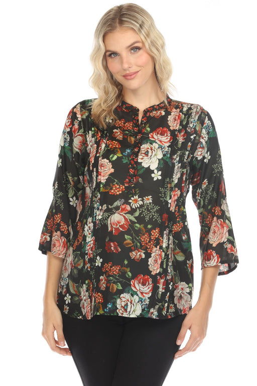 Johnny Was Style C11324A-O Siye Attar Floral Silk Blouse