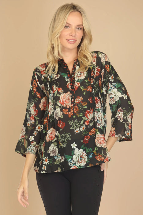 Johnny Was Siye Attar Floral Silk Blouse C11324AO