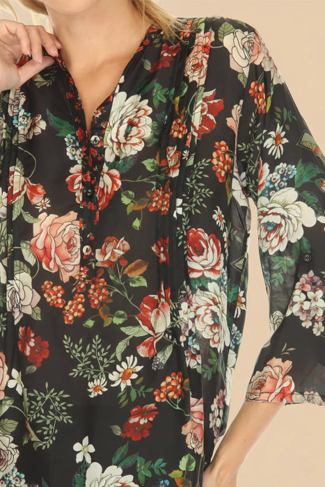 Johnny Was Siye Attar Floral Silk Blouse C11324AO