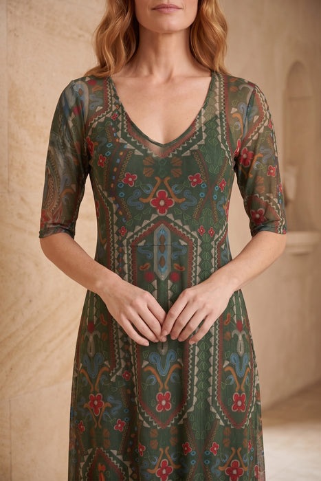 Johnny Was Skylar Bloom Sayler Mesh Midi Dress R31525-7