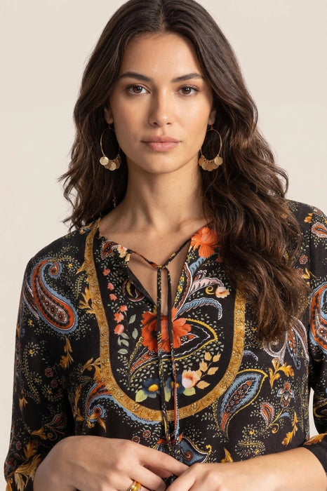 Johnny Was Black Sofiya Silk Shift Dress C32225-7