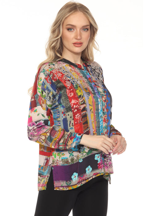 Johnny Was Sonnet Denali Button Down Silk Shirt C16121B-N