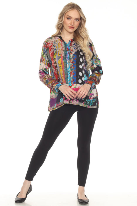 Johnny Was Sonnet Denali Button Down Silk Shirt C16121B-N