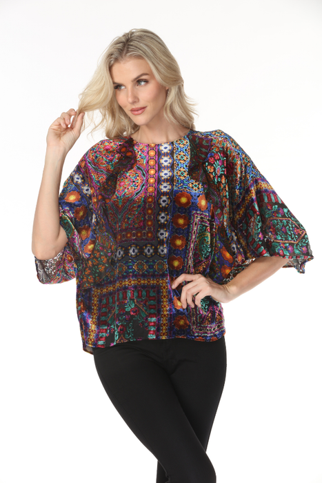 Johnny Was Sophia Velvet Burnout Dechen Ruffle Blouse C13225-8