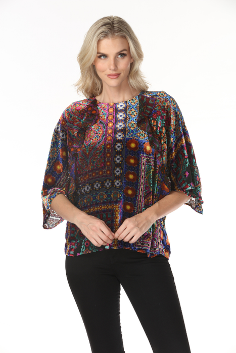 Johnny Was Sophia Velvet Burnout Dechen Ruffle Blouse C13225-8