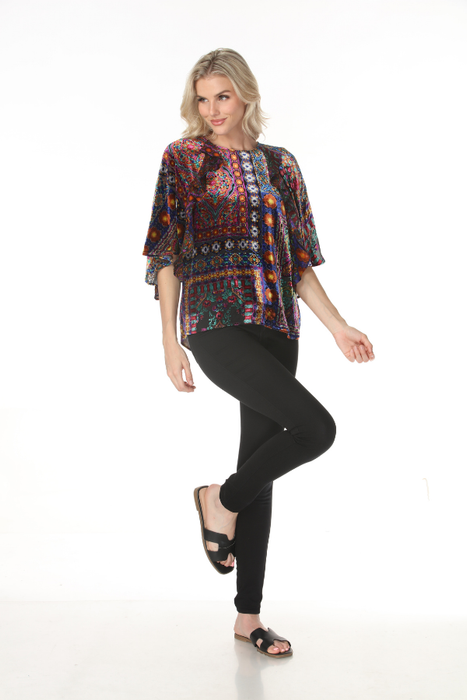 Johnny Was Sophia Velvet Burnout Dechen Ruffle Blouse C13225-8