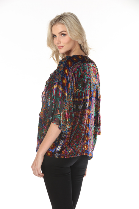 Johnny Was Sophia Velvet Burnout Dechen Ruffle Blouse C13225-8