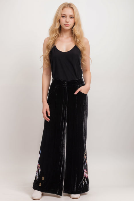 Johnny Was Style R63024-9 Black Steffania Wide Leg Pleat Pants