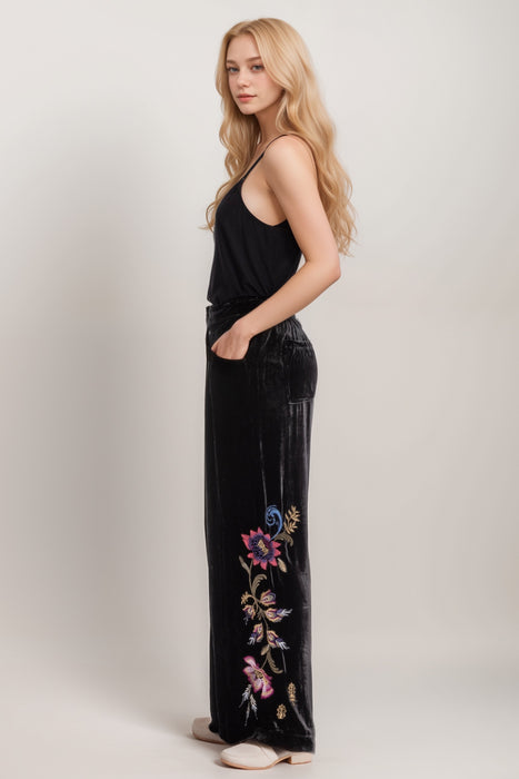 Johnny Was Black Steffania Wide Leg Pleat Pants R63024-9