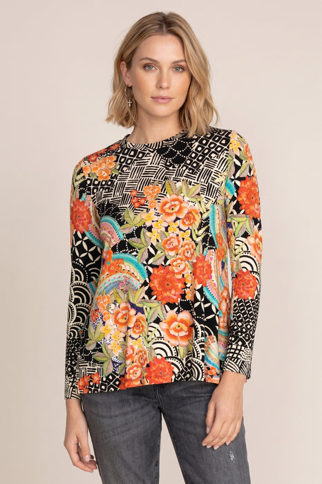 Johnny Was Sunrise The Janie Favorite Long Sleeve Crew Neck Swing Tee T10722-ED