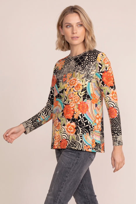 Johnny Was Sunrise The Janie Favorite Long Sleeve Crew Neck Swing Tee T10722-ED