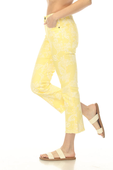 Johnny Was Yellow Sydnee Cropped Baby Boot Jean JWD1165