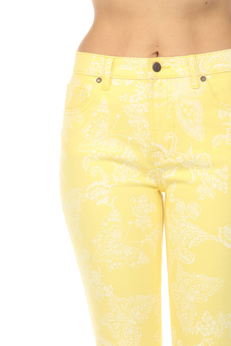 Johnny Was Yellow Sydnee Cropped Baby Boot Jean JWD1165