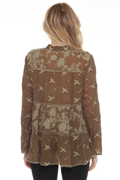Johnny Was JWLA Tahra Long Sleeve Embroidered Blouse C19524-9 *