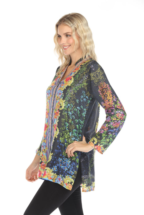 Johnny Was Tali Magic Garden Silk Tunic Top C23224-E