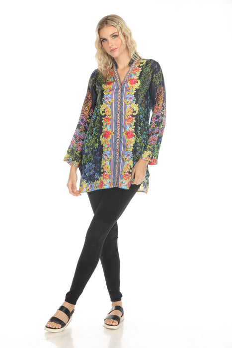 Johnny Was Tali Magic Garden Silk Tunic Top C23224-E