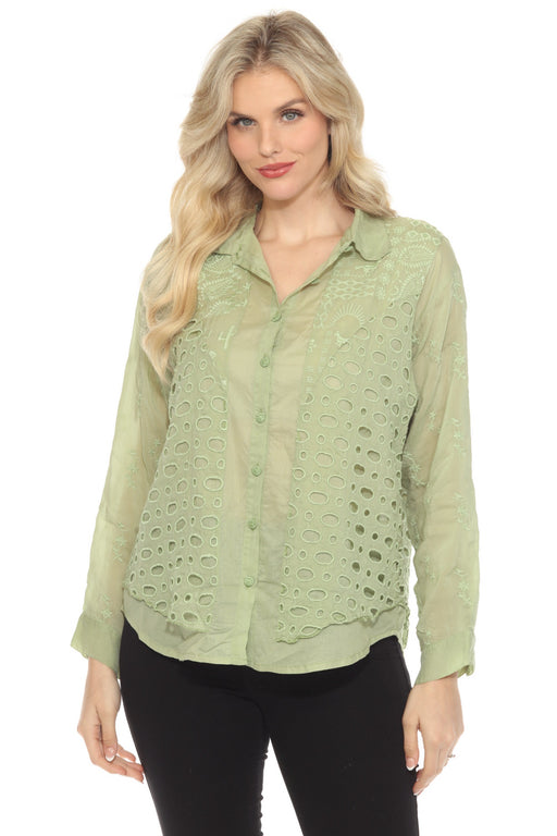 Johnny Was Style C19124 Tarragon Western Paisley Piya Button-Down Shirt