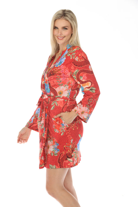 Johnny Was Red The Jonesy Tatsu Sleep Robe Boho Chic MS8724-L