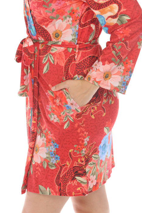 Johnny Was Red The Jonesy Tatsu Sleep Robe Boho Chic MS8724-L