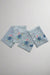 Set of four blue placemats with floral and butterfly embroideries