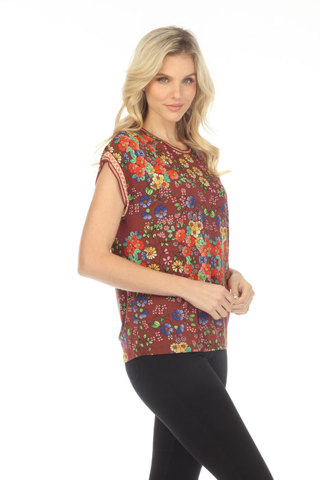 Johnny Was Teaberry Floral Relaxed Tee Boho Chic T13723