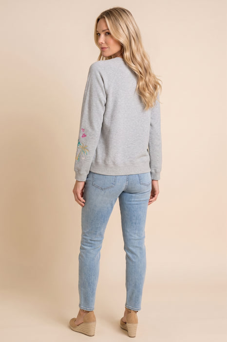 Johnny Was Texas Embroidered Raglan Sweatshirt Boho Chic R45422*
