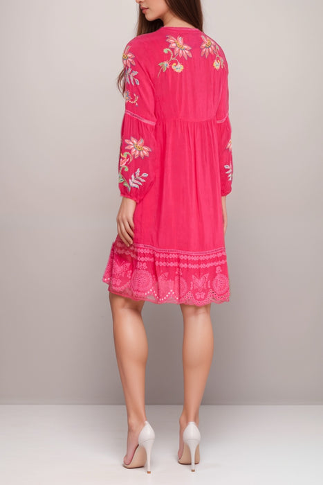Johnny Was Pink Teyros Embroidered Mini Dress C30725-4