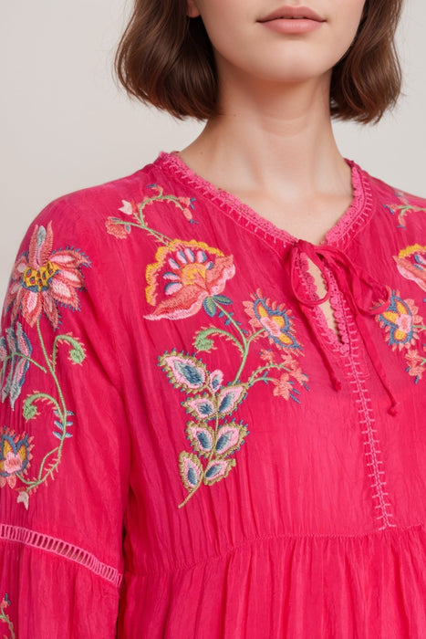 Johnny Was Pink Teyros Embroidered Mini Dress C30725-4