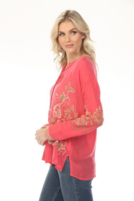 Johnny Was The Audrey Mandarin Collar Blouse C12825B2