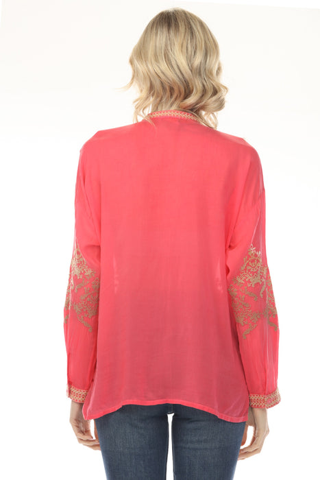 Johnny Was The Audrey Mandarin Collar Blouse C12825B2