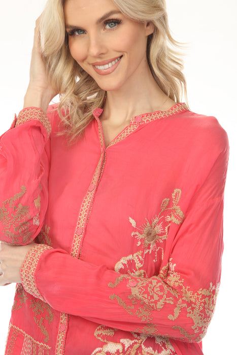Johnny Was The Audrey Mandarin Collar Blouse C12825B2