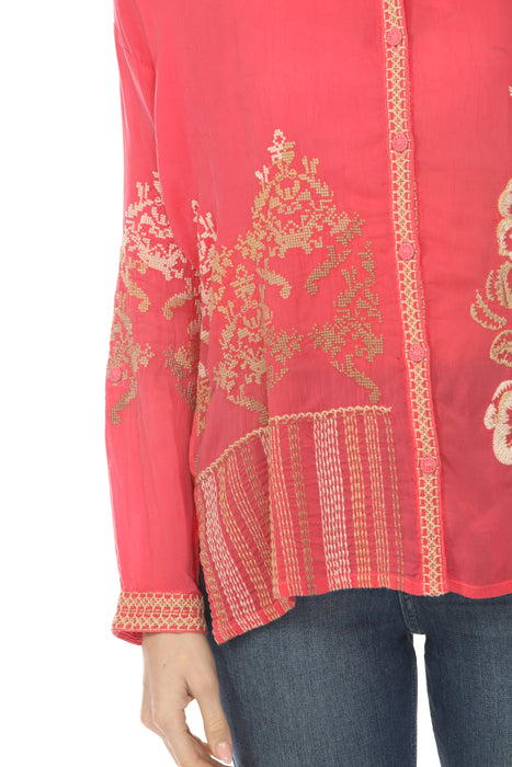 Johnny Was The Audrey Mandarin Collar Blouse C12825B2