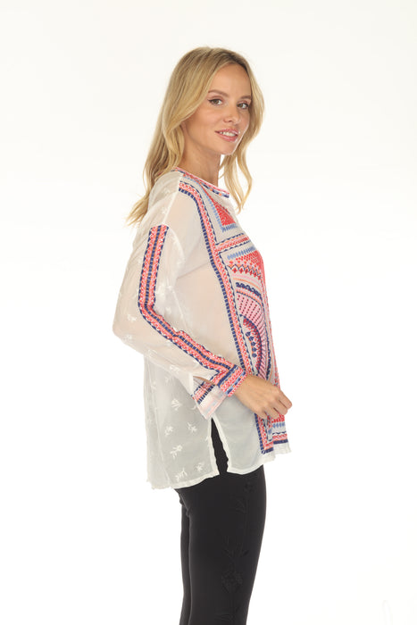 Johnny Was White The Audrey Maura Mandarin Collar Shirt C12525-1